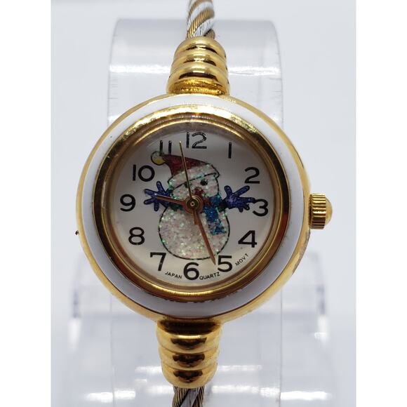 Glitter snowman women\'s watch. Bangle band. Stainless steel back main image 7